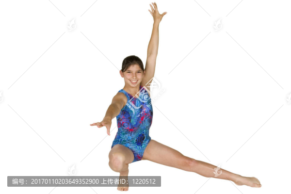 12歲的女孩在體操姿勢(shì)
