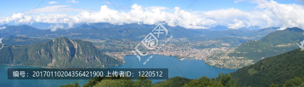 湖上城市；盧加諾湖；瑞士；全景