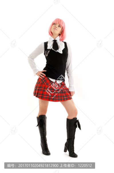 粉紅色頭發(fā)的可愛女生