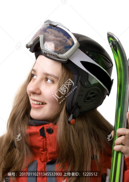 女孩微笑的滑雪者