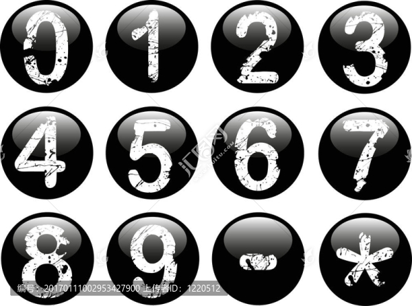 數(shù)字0-9的黑色網(wǎng)頁按鈕