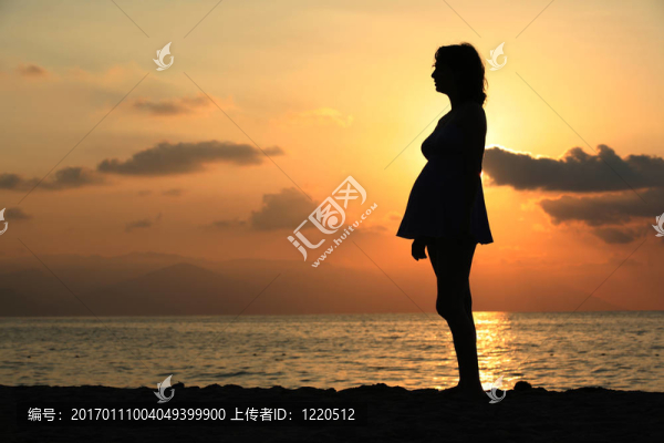 孕婦在日落