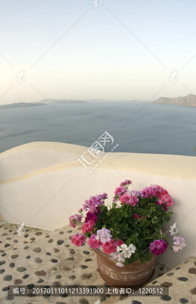 花上樓梯嵌石圣托里尼