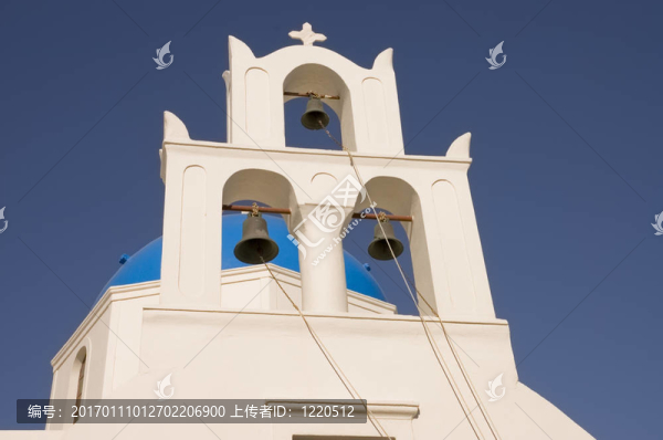 在圣托里尼的黎明churchbells
