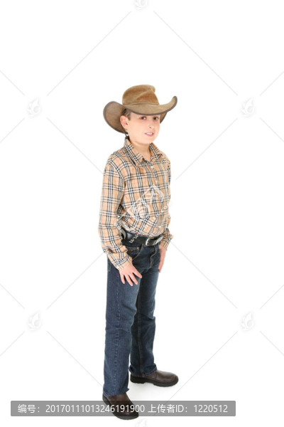 縣城男孩戴著牛仔帽