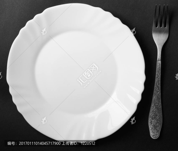 叉子和白色板