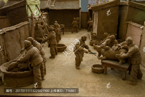 殺年豬,泥塑
