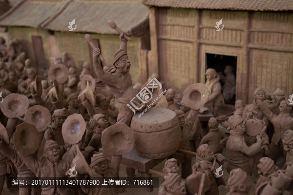 社火鑼鼓,泥塑