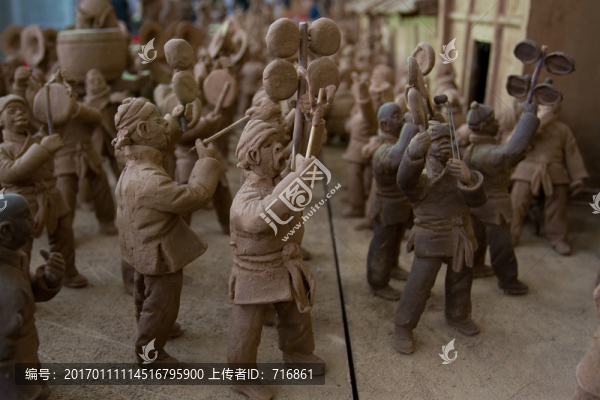 社火鑼鼓,泥塑