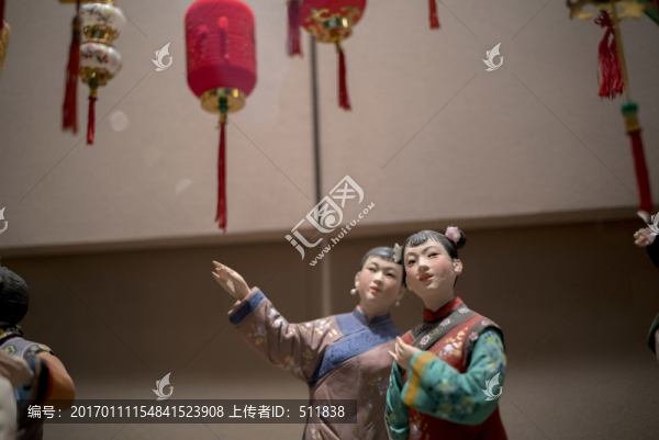 老北京上元節(jié)觀花燈場景雕塑