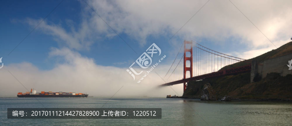 貨船接近金門大橋