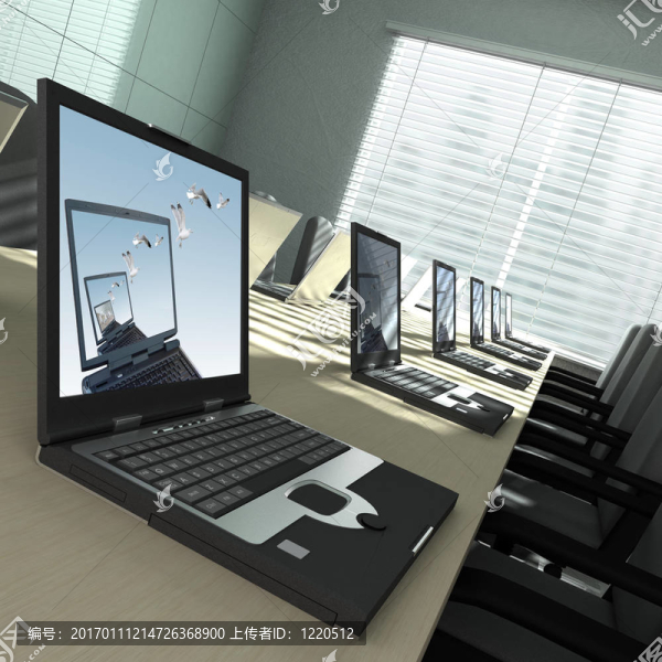 在一個空房間里的筆記本電腦