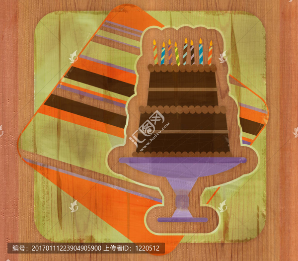 巧克力生日蛋糕插畫