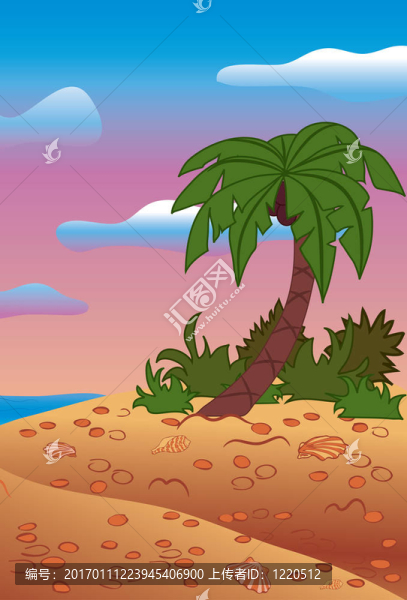 夏季場景；海灘；棕櫚