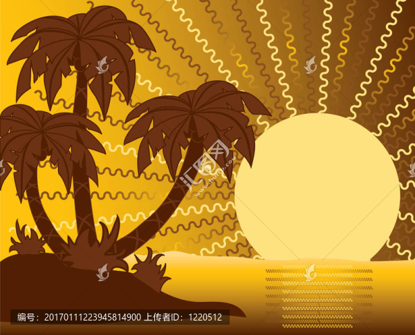 夏季場景；海灘；棕櫚