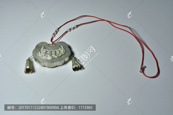 清代銀飾吊墜,文王百子