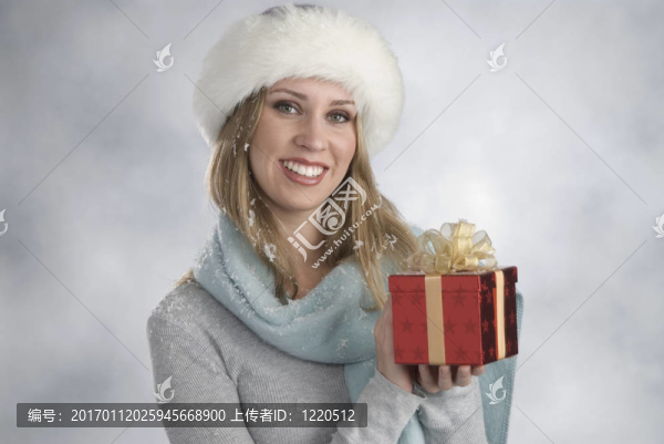 美麗的金發(fā)女郎與圣誕禮物