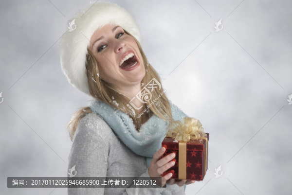 美麗的金發(fā)女郎與圣誕禮物