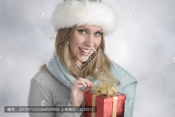 美麗的金發(fā)女郎與圣誕禮物