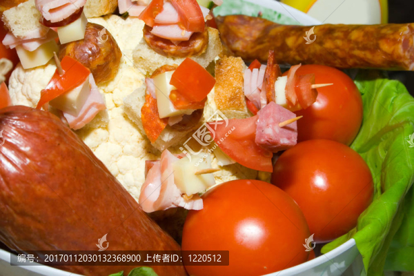 在牙簽食品切片