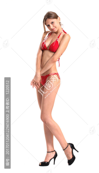 穿紅色泳衣的女孩
