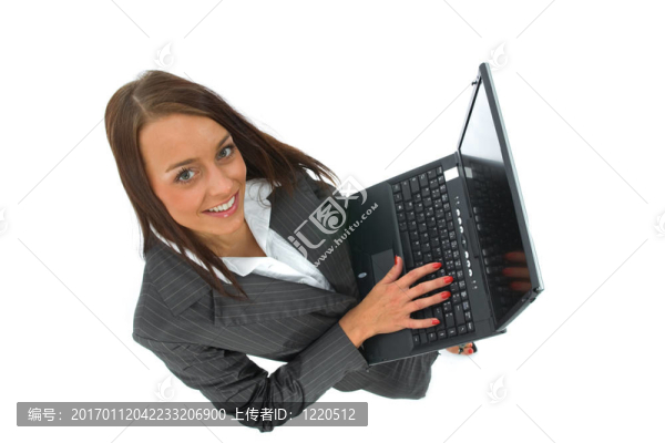 商務(wù)女人和筆記本電腦