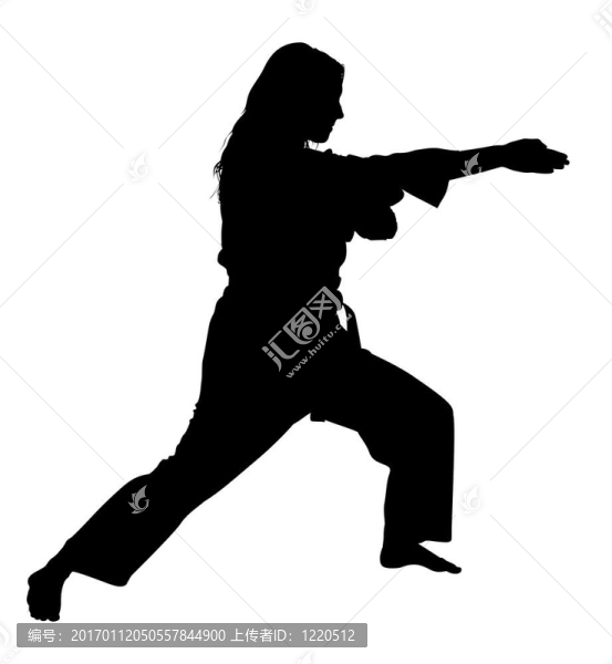武術女子剪裁的剪影