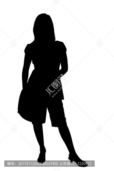 剪影在白色與剪輯路徑。青少年或婦女站在肩袋或吊索袋。