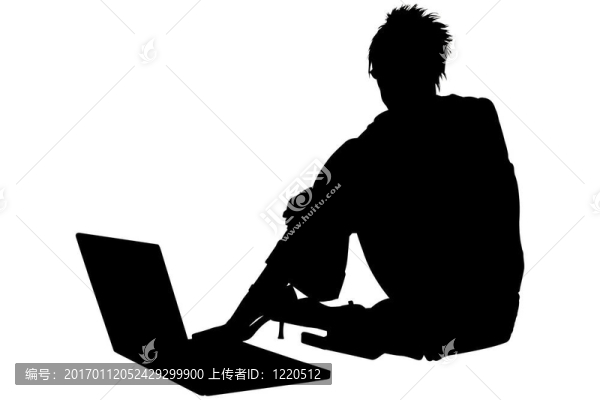 剪影與剪輯路徑婦女與筆記本電腦