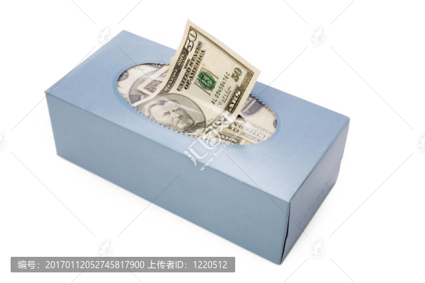 紙巾盒中的美元