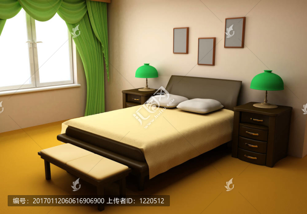 舒適的臥室室內(nèi)3D