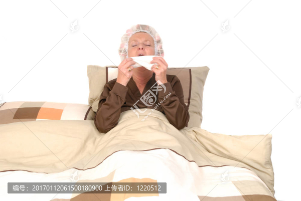床上的生病的女人