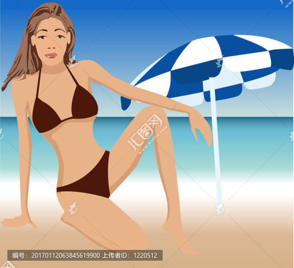 海灘上的迷人的女孩
