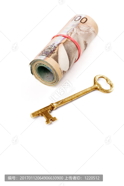 一卷加拿大美元和金鑰匙