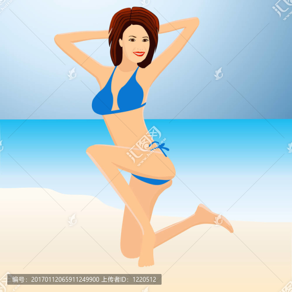海灘上的迷人的女孩
