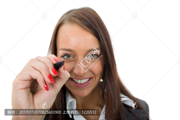 女人在玻璃上寫字