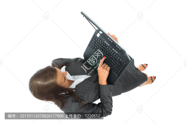 商務(wù)女人和筆記本電腦