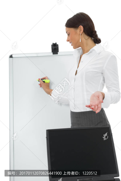 商務(wù)女人和筆記本電腦