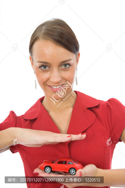 女商人的廣告銷售的汽車