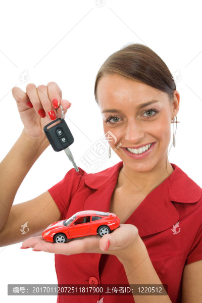 女商人的廣告銷售的汽車