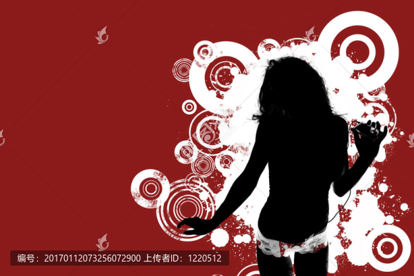 邋遢的女人在一個MP3播放器聽音樂
