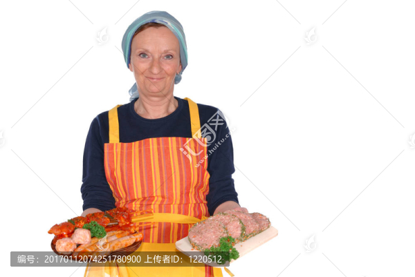 家庭主婦顯示肉