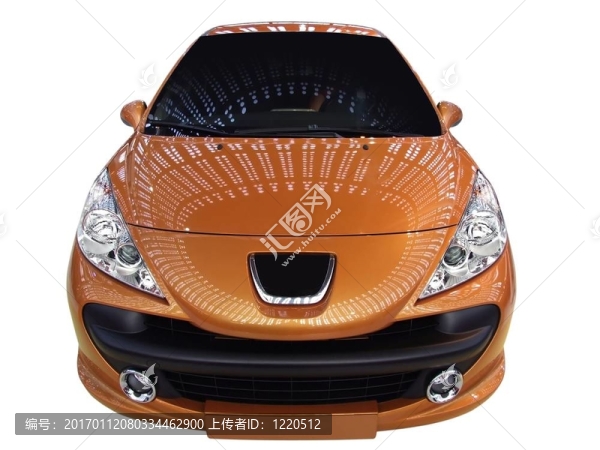 橙色轎車前部