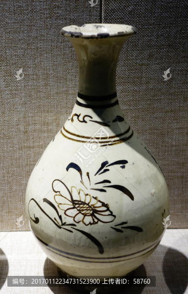 白釉黑花玉壺春瓶