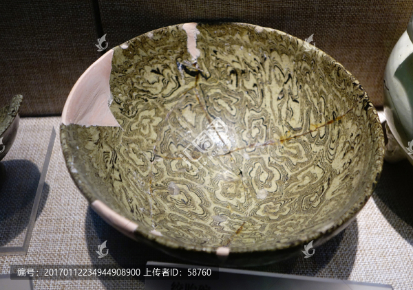絞胎碗,元代