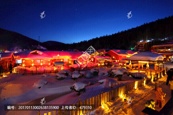 雪鄉(xiāng),夜景,燈光