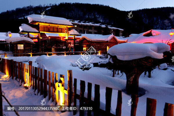 雪鄉(xiāng),夜景,燈光