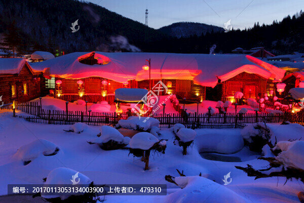 雪鄉(xiāng),夜景,燈光