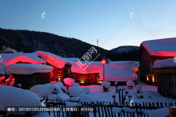 雪鄉(xiāng),夜景,燈光