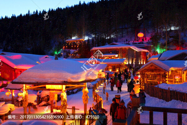 雪鄉(xiāng),夜景-匯圖網(wǎng) www.fosd68.com 雪鄉(xiāng),夜景
